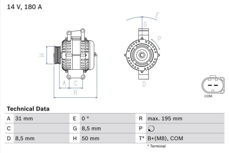 Генератор BOSCH 0 986 081 910 (фото 1)