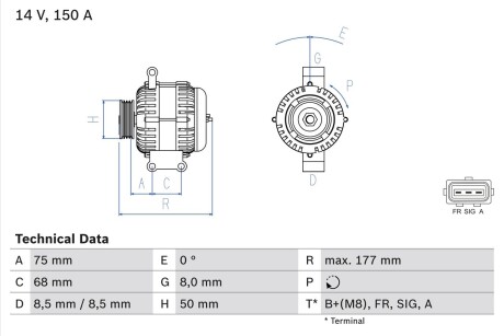 Генератор BOSCH 0 986 082 590 (фото 1)