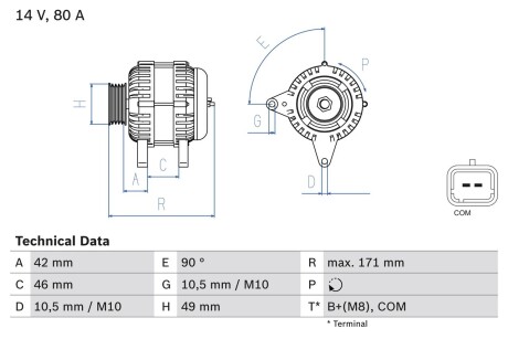 Генератор BOSCH 0 986 082 740