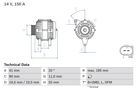 Генератор BOSCH 0 986 083 760