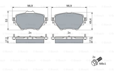 Гальмівні колодки дискові BOSCH 0986424878