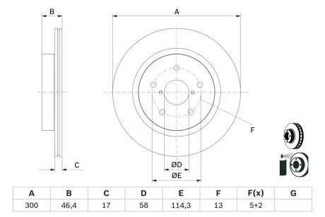 Диск гальмівний SUBARU Legacy \'\'R "14>> BOSCH 0986479D64 (фото 1)