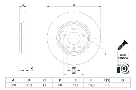 Гальмівний диск AUDI/VW A4/A6/A8/Q5 \'\'F D=318mm \'\'15>> BOSCH 0986479E33