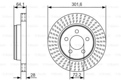 Диск гальмівний DODGE Nitro \'\'F \'\'2,8-4,0 \'\'06-11 BOSCH 0986479U04 (фото 1)