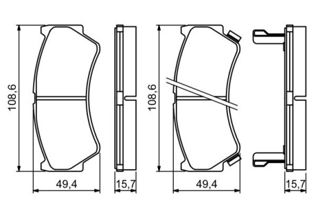 Колодки гальмівні дискові, комплект BOSCH 0 986 494 234