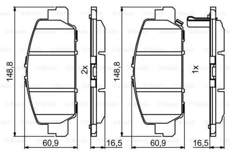 Комплект гальмівних колодок з 4 шт. дисків BOSCH 0986494773 (фото 1)