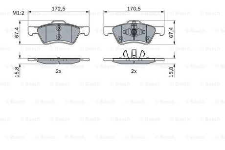 Колодки гальмівні дискові ПЕРЕДН MAZDA TRIBUTE 2.0I 16V 01.01- BOSCH 0 986 494 960