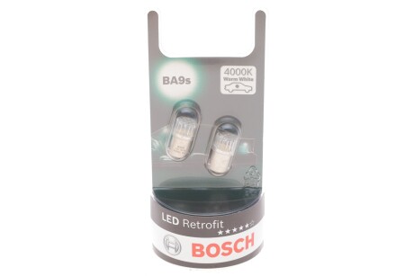 Автолампа світлодіодна 12V 1W T4W LED WARM к/т 2 шт BOSCH 1987301514