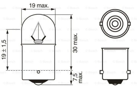 Автолампа R10W BA15s 10 W BOSCH 1987302506