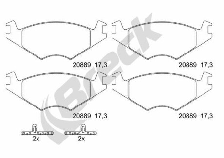 Колодки гальмівні дискові, комплект BRECK 20889 00 702 00