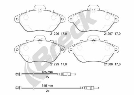 Колодки гальмівні дискові, комплект BRECK 21296 00 701 10