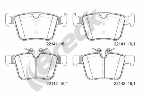 Колодки гальмівні дискові, комплект BRECK 22141 00 554 00