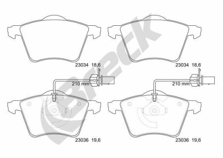 Колодки гальмівні дискові, комплект BRECK 23034 00 703 10