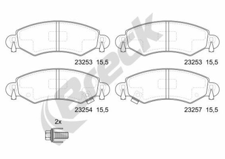 Колодки гальмівні дискові, комплект BRECK 23253 00 702 10