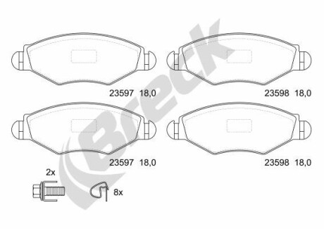 Колодки гальмівні дискові, комплект BRECK 23597 00 702 10