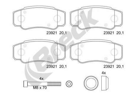 Колодки гальмівні дискові, комплект BRECK 23921 00 703 00