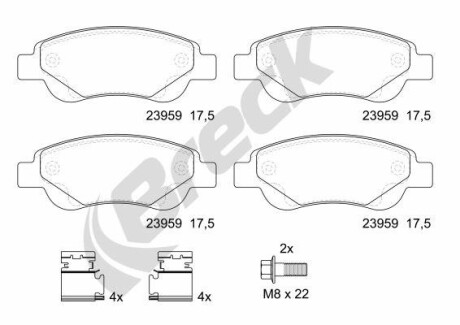 Колодки гальмівні дискові, комплект BRECK 239590070200