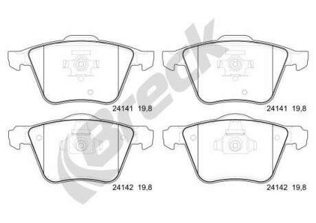 Колодки гальмівні дискові, комплект BRECK 24141 00 551 00