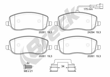 Колодки гальмівні дискові, комплект BRECK 24294 00 701 00