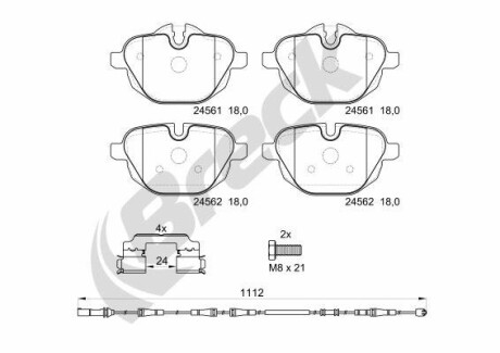 Колодки гальмівні дискові, комплект BRECK 24561 00 552 20