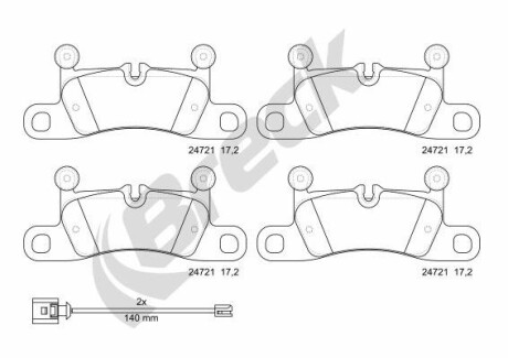 Колодки гальмівні дискові, комплект BRECK 24721 00 553 00