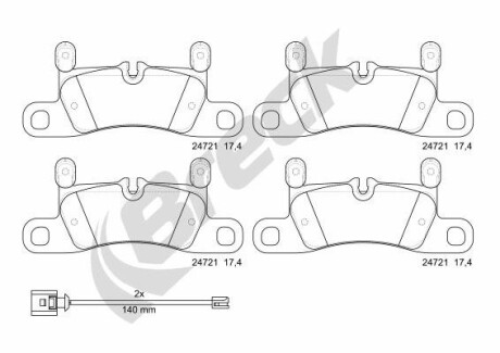 Колодки гальмівні дискові, комплект BRECK 24721 00 553 10