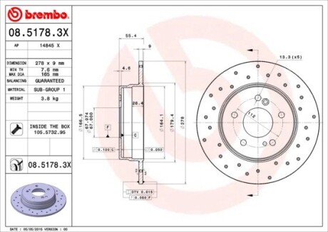 Тормозной диск BREMBO 0851783X