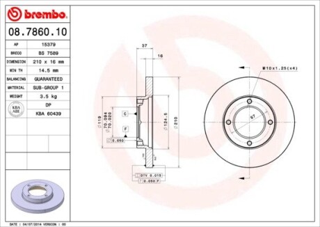 Тормозной диск BREMBO 08.7860.10 (фото 1)