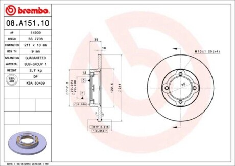 Гальмівний диск BREMBO 08.A151.10