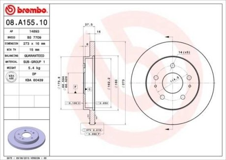 Гальмівний диск BREMBO 08.A155.10 (фото 1)