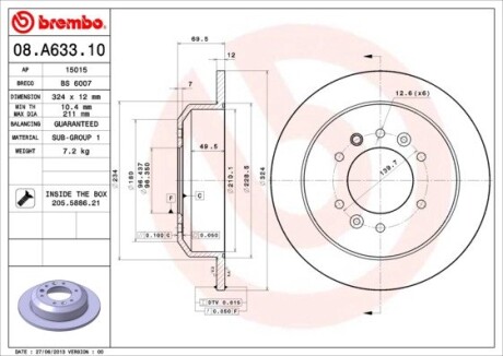 Гальмівний диск BREMBO 08.A633.10