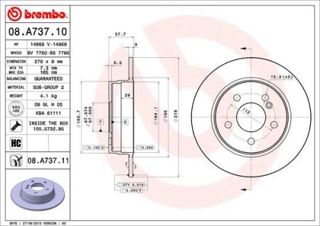 Гальмівний диск BREMBO 08.A737.11