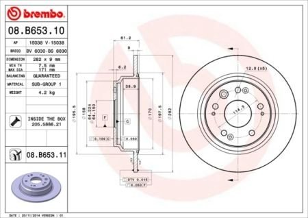 Гальмівний диск BREMBO 08.B653.11