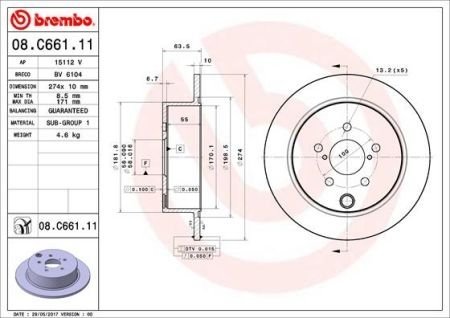 Диск гальмівний BREMBO 08.C661.11 (фото 1)