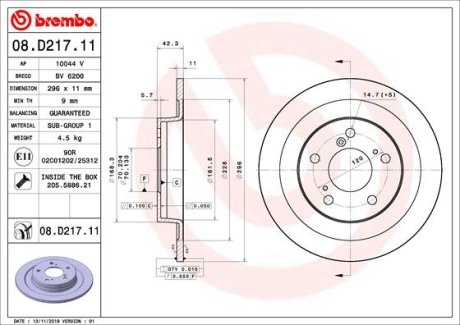 Гальмівний диск BREMBO 08.D217.11