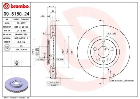 Тормозной диск BREMBO 09.5180.24 (фото 1)