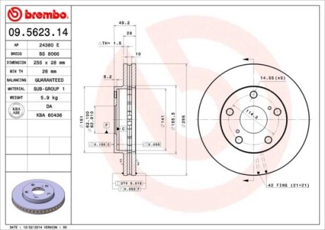 Гальмівний диск BREMBO 09.5623.14