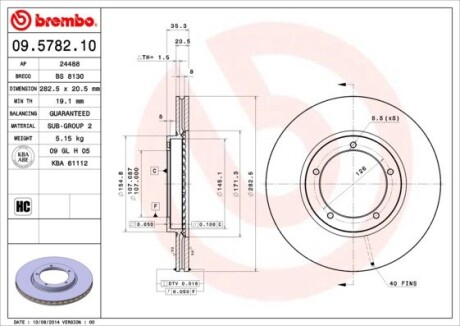 Гальмівний диск BREMBO 09.5782.10