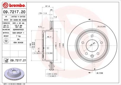 Тормозной диск BREMBO 09.7217.21 (фото 1)