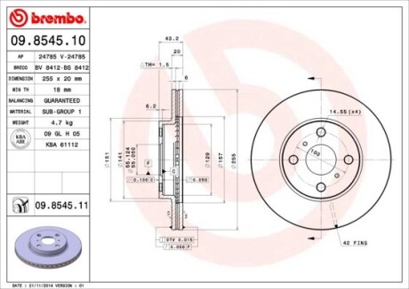 Гальмівний диск BREMBO 09.8545.11