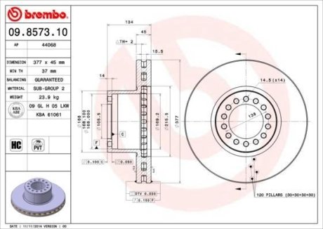 Гальмівний диск BREMBO 09.8573.10