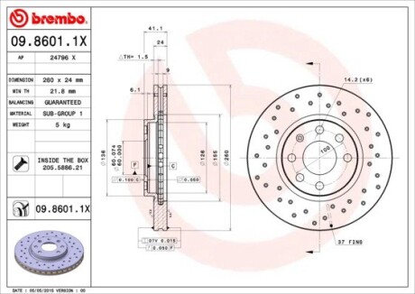 Гальмівний диск BREMBO 0986011X