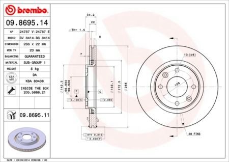 Тормозной диск BREMBO 09.8695.10