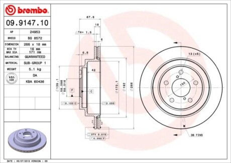 Тормозной диск BREMBO 09.9147.10 (фото 1)