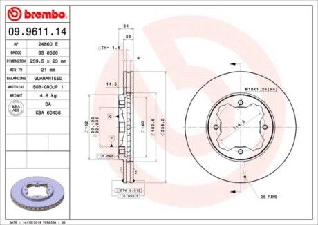 Тормозной диск BREMBO 09.9611.14