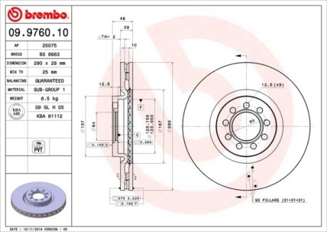 Тормозной диск BREMBO 09.9760.10