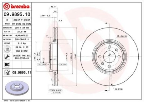 Гальмівний диск BREMBO 09.9895.10