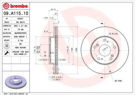 Тормозной диск BREMBO 09.A115.10