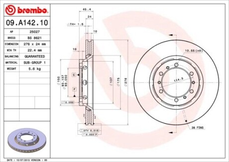 Тормозной диск BREMBO 09.A142.10