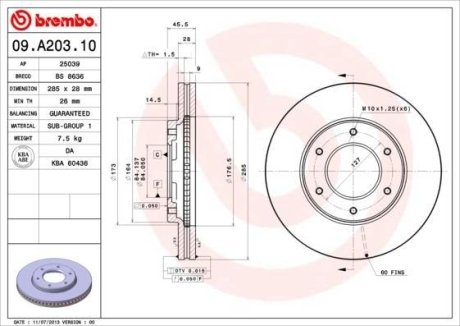 Тормозной диск BREMBO 09.A203.10